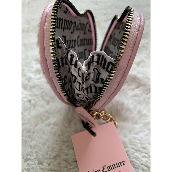 JUICY COUTURE GET COZY HEART ZIP AROUND WRISTLET WALLET PINK LEOPARD New - Picture 7 of 10